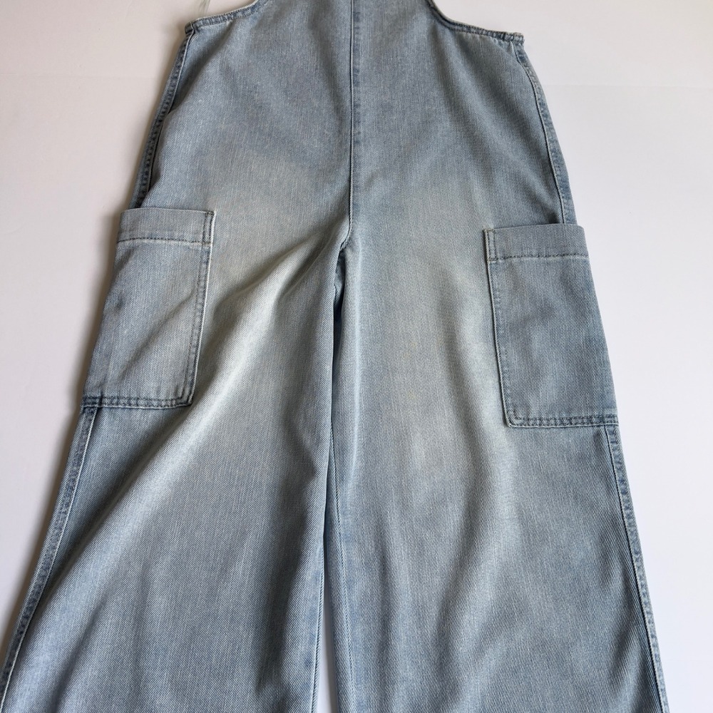 Vanilla Star Light Denim Wide Leg Jumpsuit Small 90s Y2K Streetwear Bib Overalls - Picture 15 of 16